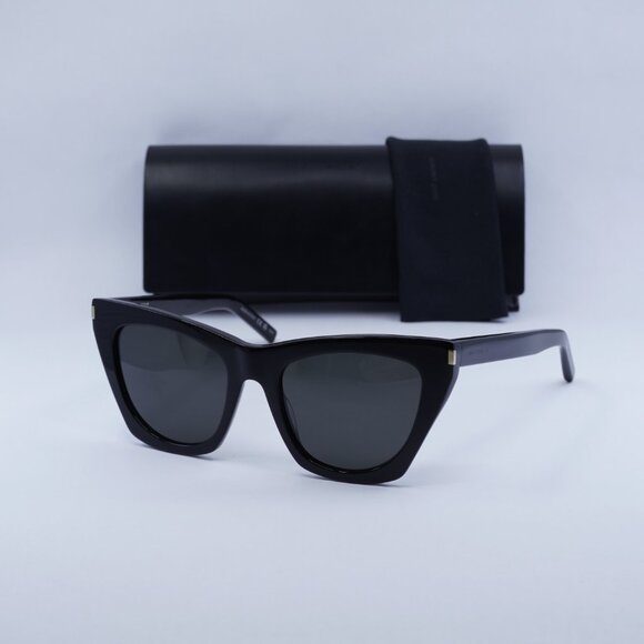 Saint Laurent SL214 KATE 001 Cat Eye Sunglasses - Black/Dark Grey - Picture 6 of 14